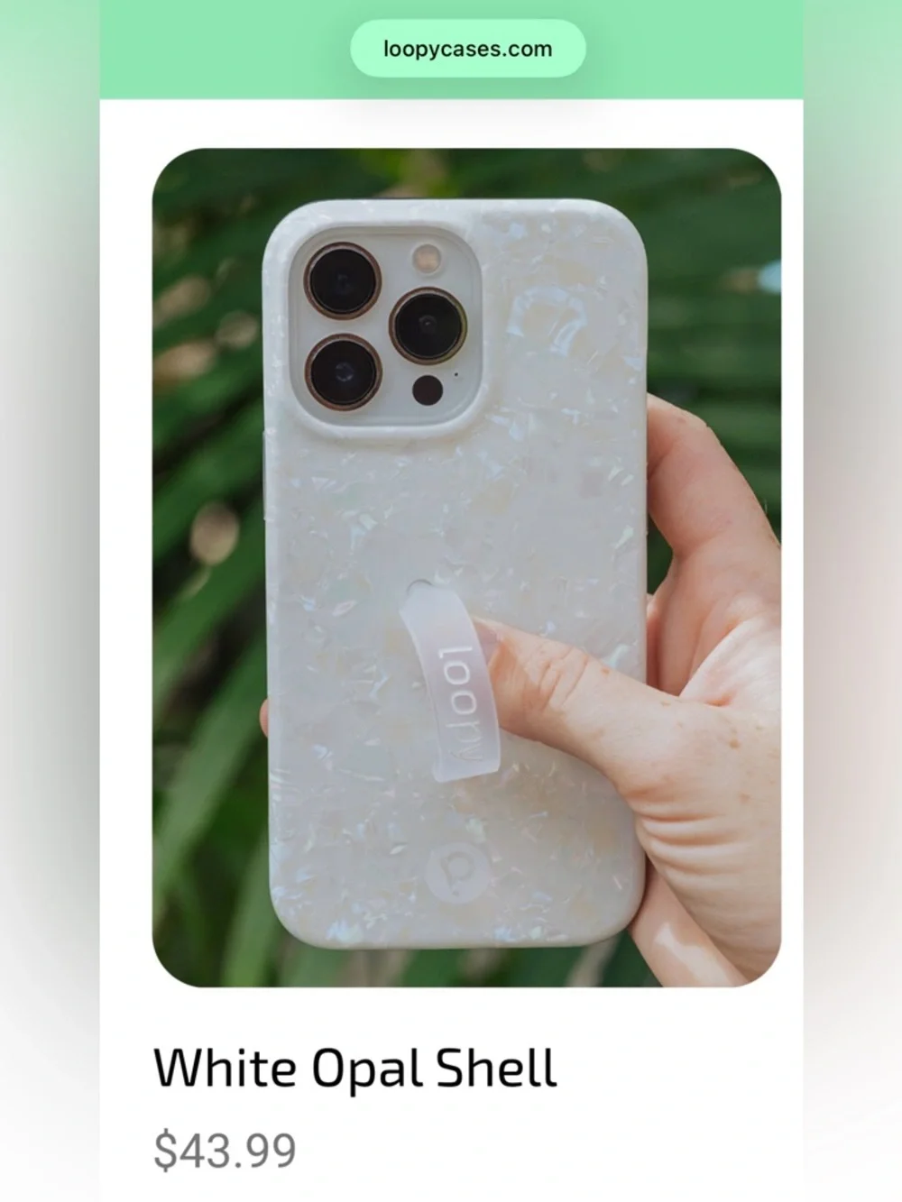 White Opal Shell Iridescent Edition iPhone 13 Pro Max Loopy Phone Case - Righty